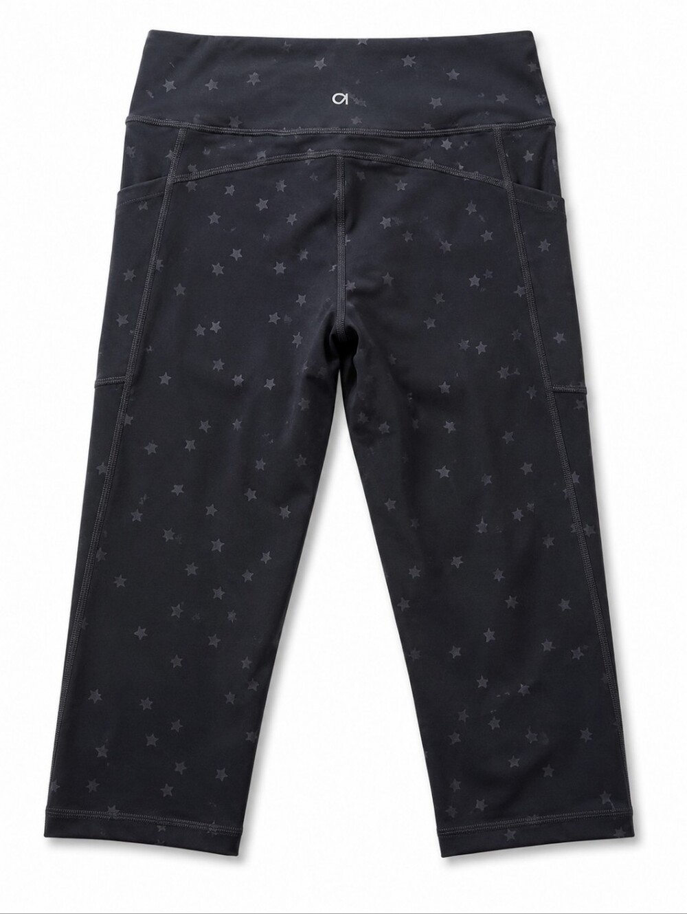 GAP GapFit Blackout Capri Leggings Black Gray Star Print Side Pocket M Petite - Picture 2 of 2